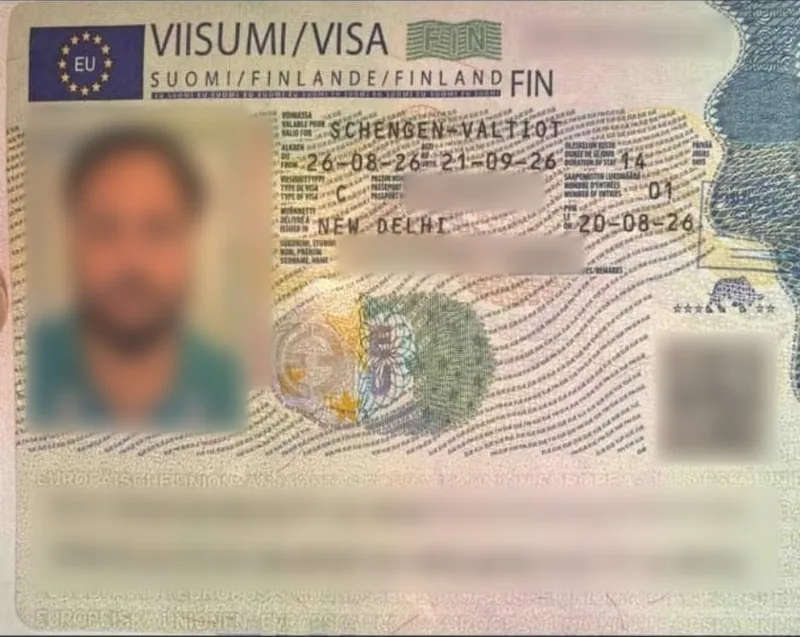 Schengen visa · Finland approved for a Musafir's Visa Café client (personal details hidden)
