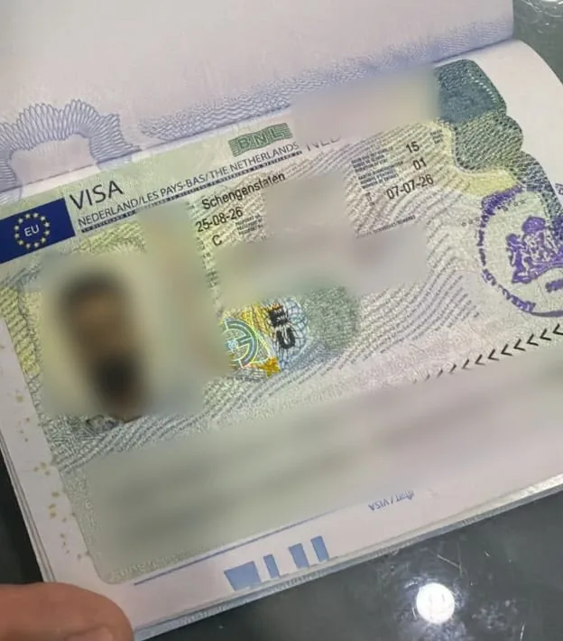 Schengen visa · Netherlands approved for a Musafir's Visa Café client (personal details hidden)